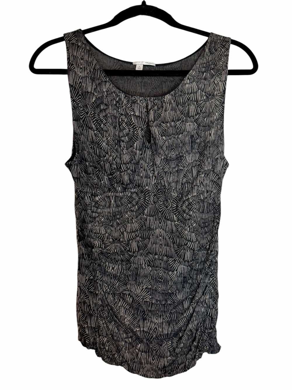 Halogen Wool Blend Ruched Print Keyhole Tank - Size MP